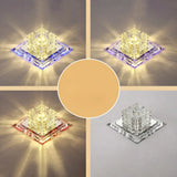 Crystal Clear Led Flush Ceiling Light Fixture For Corridor - Artistic Square Design / 5.5’ Fourth