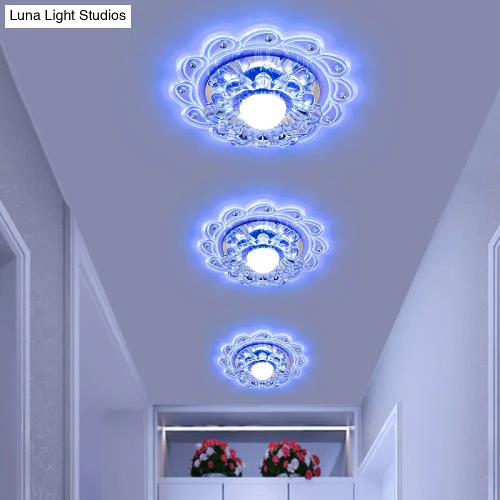 Crystal Clear Led Flush Mount Ceiling Light For Foyer - Blossom Simplicity