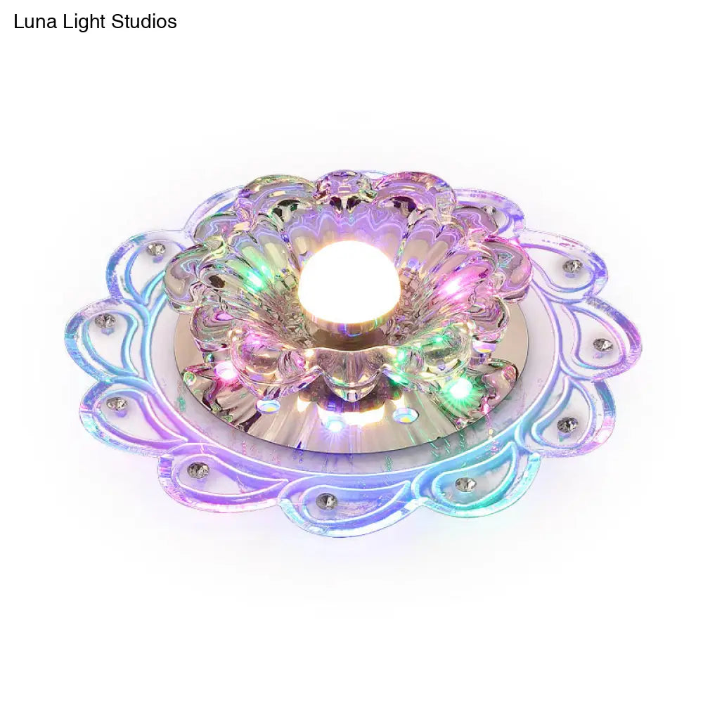Crystal Clear Led Flush Mount Ceiling Light For Foyer - Blossom Simplicity