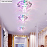Crystal Corridor Led Flush Mount Ceiling Light - Simplicity Lotus Design (Clear)