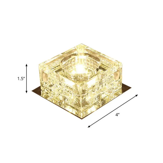 Crystal Cubic Led Flush Mount Ceiling Lamp For Corridors