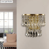 Crystal Drip Wall Light With Brass Accent - Bedroom Or Countryside Lighting