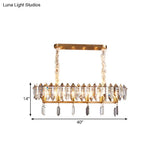Crystal Drop Island Lighting - 12 Heads Modern Clear Oval Design For Dining Hall