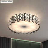 Crystal Embedded Drum Flush Mount Light - Contemporary Design 6/8 Heads 19.5’/23.5’ Width
