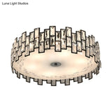 Crystal Embedded Drum Flush Mount Light - Contemporary Design 6/8 Heads 19.5’/23.5’ Width