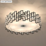 Crystal Embedded Drum Flush Mount Light - Contemporary Design 6/8 Heads 19.5’/23.5’ Width