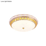 Crystal-Embedded Led Flush Mount Ceiling Light In Gold - Classic Bowl Design