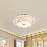 Crystal-Embedded Led Flush Mount Ceiling Light In Gold - Classic Bowl Design / C