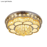 Crystal Faceted Cut Ceiling Flush Mount Led Light In Chrome For Modernist Living Room