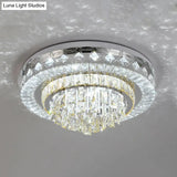 Crystal Faceted Cut Ceiling Flush Mount Led Light In Chrome For Modernist Living Room