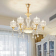 Crystal Flower Ceiling Chandelier With Clear Draping - Traditional Living Room Lighting 6 /