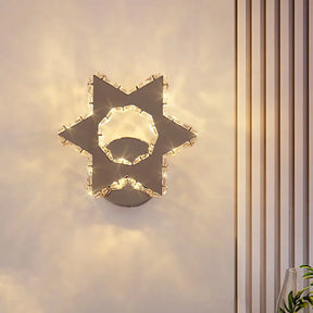 Crystal Flower/Star Wall Sconce With Modern Led Lighting - Chrome Finish Warm/White Light / White