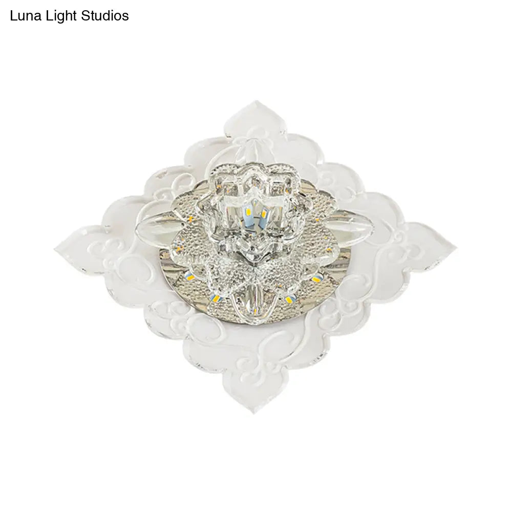 Crystal Flush Mount Led Lamp For Corridor - Elegant Ceiling Light