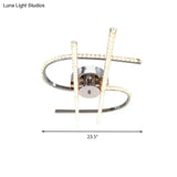 Crystal Led Chrome Semi Flush Mount Bedroom Light In Warm/White