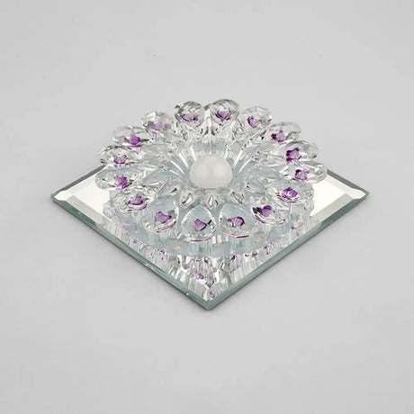 Crystal Led Flush Ceiling Light Fixture - Modern Entryway Clear / Third Gear Square Plate