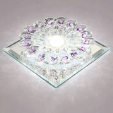 Crystal Led Flush Ceiling Light Fixture - Modern Entryway Clear / White Square Plate