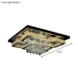Crystal Led Flush Mount Ceiling Lamp For Living Room - Simplicity Tetragon Design