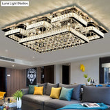 Crystal Led Flush Mount Ceiling Lamp For Living Room - Simplicity Tetragon Design