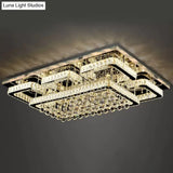 Crystal Led Flush Mount Ceiling Lamp For Living Room - Simplicity Tetragon Design