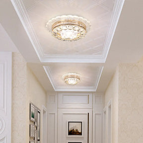Crystal Led Flush Mount Ceiling Light - Modern Geometric Design For Hallways Clear / Round