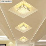 Crystal Led Flush Mount Ceiling Light - Modern Square Design Gold / 5W Warm