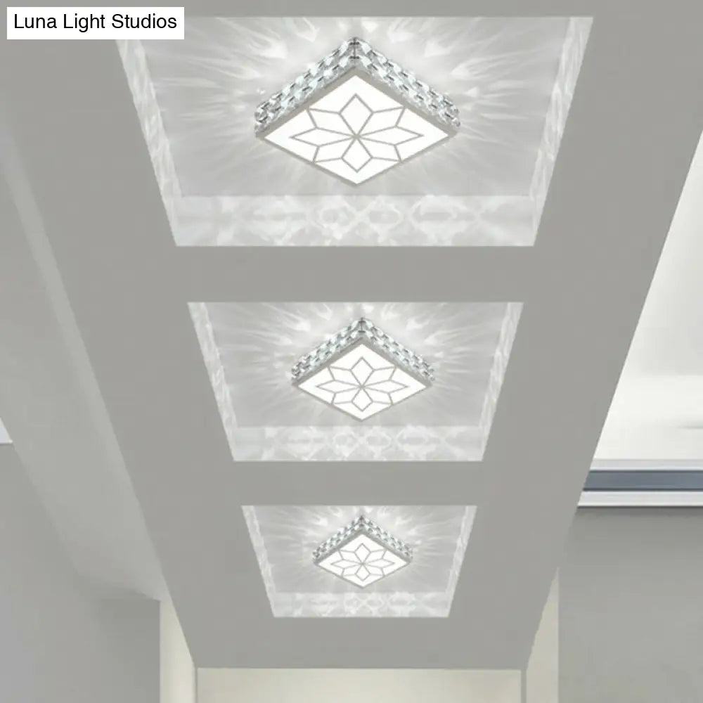 Crystal Led Flush Mount Ceiling Light - Modern Square Design