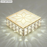Crystal Led Flush Mount Ceiling Light - Modern Square Design Gold / 5W White