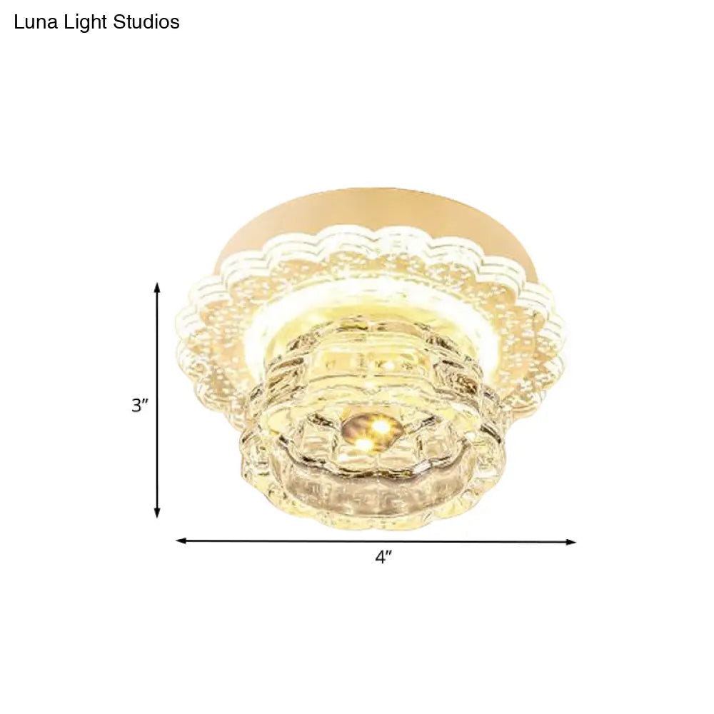 Crystal Led Flush Mount Ceiling Light: Simple Dome Recessed Lighting For Corridor