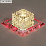 Crystal Led Flush Mount Entryway Light In Minimalist Square Design Clear / 5.5 Red