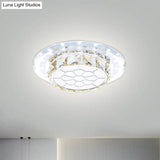Crystal Led Flush Mount Hallway Lamp With Floral Pattern In Warm/White Light