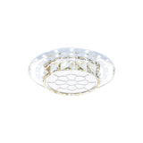 Crystal Led Flush Mount Hallway Lamp With Floral Pattern In Warm/White Light