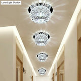 Crystal Led Flush Mount Spotlight For Corridor - Clear Dome Ceiling Light