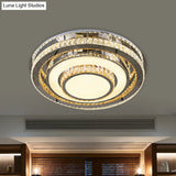 Crystal Led Flushmount Close To Ceiling Lighting Fixture In Nickel - Simple & Sleek Design