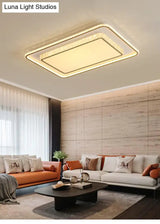 Crystal Led Golden Ceiling Mount Lamp - 2-Tier Geometric Shape Minimalist Design