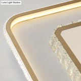 Crystal Led Golden Ceiling Mount Lamp - 2-Tier Geometric Shape Minimalist Design