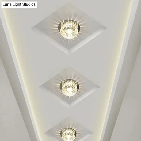 Crystal Led Mini Donut Ceiling Light: Modern Semi Flush Mounted Lamp (Warm/White/Multi Color)