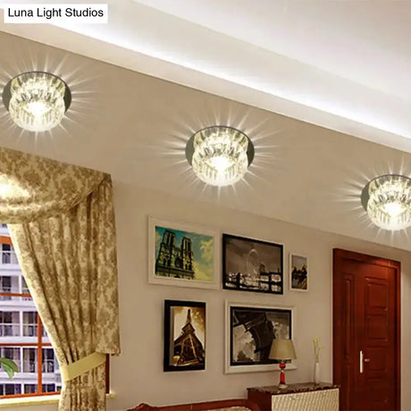 Crystal Led Mini Donut Ceiling Light: Modern Semi Flush Mounted Lamp (Warm/White/Multi Color)