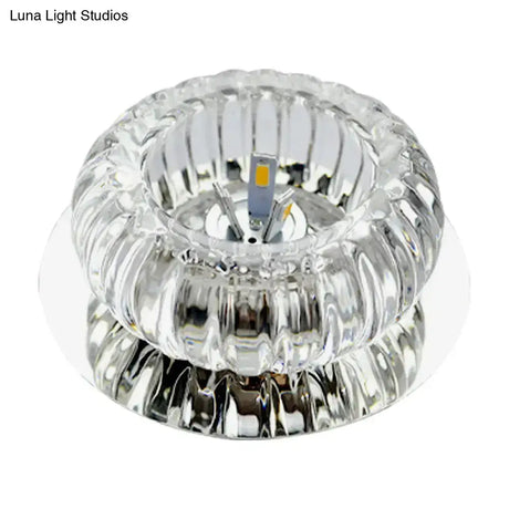 Crystal Led Mini Donut Ceiling Light: Modern Semi Flush Mounted Lamp (Warm/White/Multi Color)