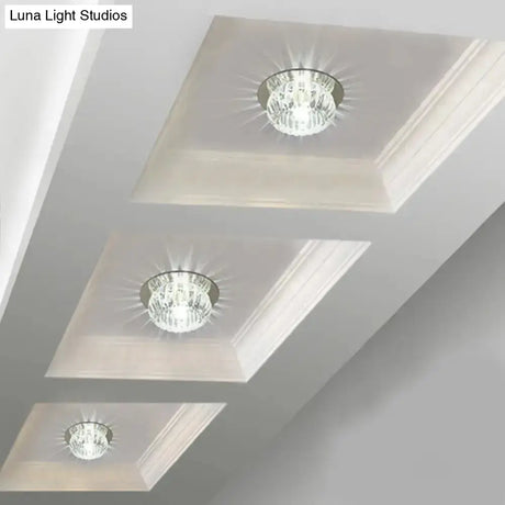Crystal Led Mini Donut Ceiling Light: Modern Semi Flush Mounted Lamp (Warm/White/Multi Color)