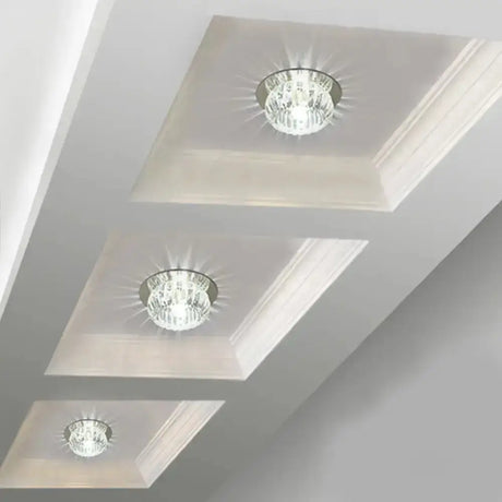 Crystal Led Mini Donut Ceiling Light: Modern Semi Flush Mounted Lamp (Warm/White/Multi Color) Clear