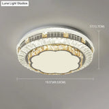 Crystal Led Modern Flush Mount Ceiling Light For Drum Bedroom In White