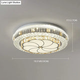 Crystal Led Modern Flush Mount Ceiling Light For Drum Bedroom In White