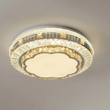 Crystal Led Modern Flush Mount Ceiling Light For Drum Bedroom In White / Remote Control Stepless