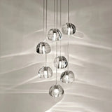 Crystal Led Staircase Pendant Light In Chrome - Stone Shape For Simplicity 7 /