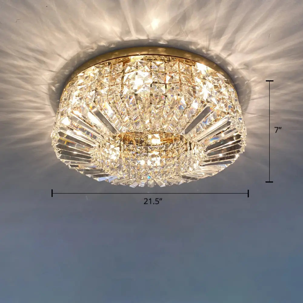 Crystal Loop Shaped Ceiling Light - Simple Style Flush Mount Fixture For Bedroom Gold / 21.5’