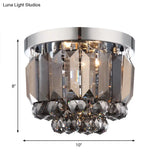 Crystal Mini Flush 2-Light Ceiling Fixture - Simple Design For Corridors Clear/Smoke Gray/Cognac
