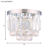 Crystal Mini Flush 2-Light Ceiling Fixture - Simple Design For Corridors Clear/Smoke Gray/Cognac