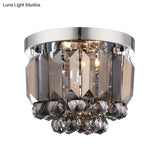 Crystal Mini Flush 2-Light Ceiling Fixture - Simple Design For Corridors Clear/Smoke Gray/Cognac