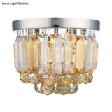Crystal Mini Flush 2-Light Ceiling Fixture - Simple Design For Corridors Clear/Smoke Gray/Cognac