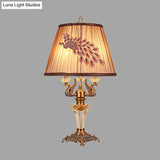 Crystal Nightstand Lamp With Empire Shade - Countryside 1 Light Table For Bedroom In Brown